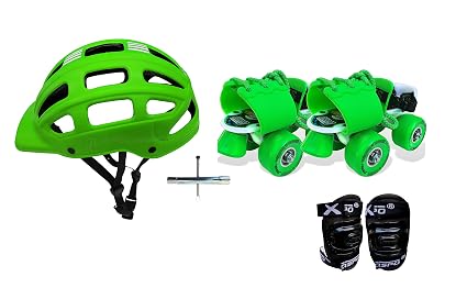Jaspo Green Masters Eco Junior Skates Combo (Skates+Helmet+Knee) Suitable for Age Upto 5 Years