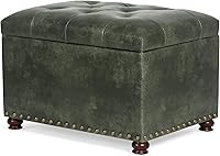 Vista 10 de Joveco Otomán de Almacenamiento, Banco Acolchado de Tela Rectangular de 24", Reposapiés para Sala de Estar y Dormitorio, Beige