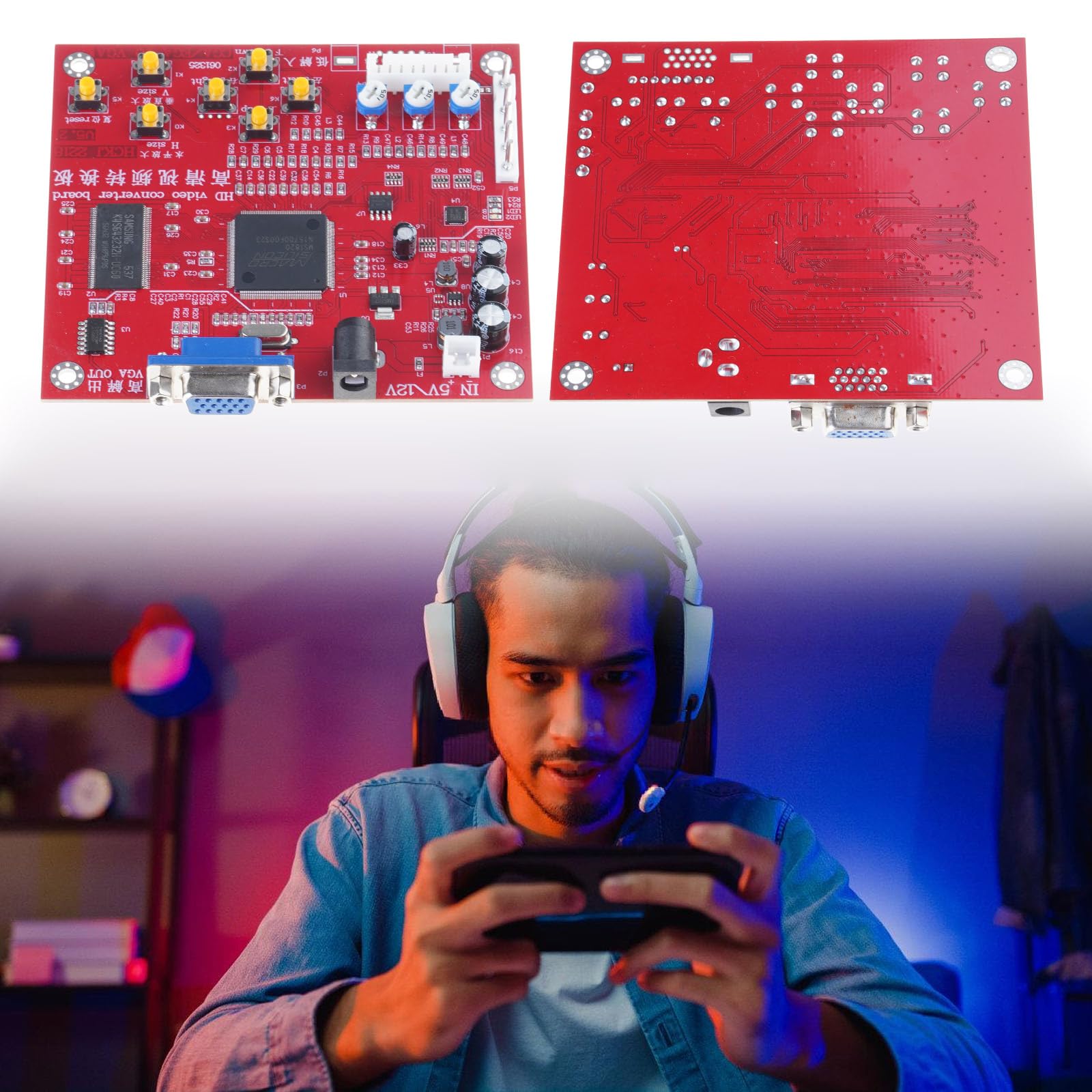 Accessori da gioco Console Convertitore per videogiochi Scansione automatica Segnali di gioco Gioco RGBS/CGA a VGA Converter RGBS a VGA