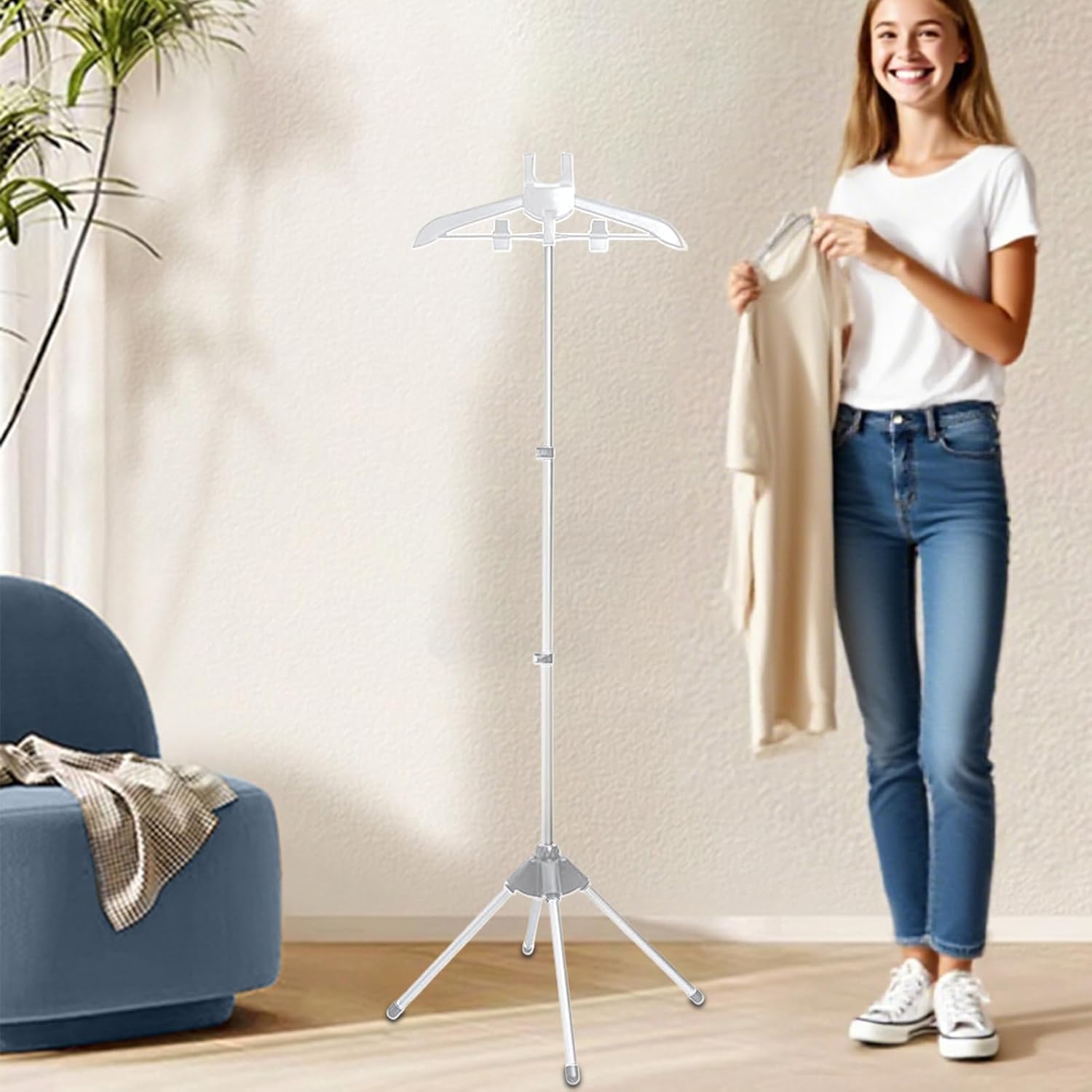 Steamer Stand for Clothes - Clothes Hanger for Steam Ironing - Adjustable Height Portable Ironing Garment Holder for Coat Jacket Shirts Trouses Dress Pants Wedding Dress Clothing