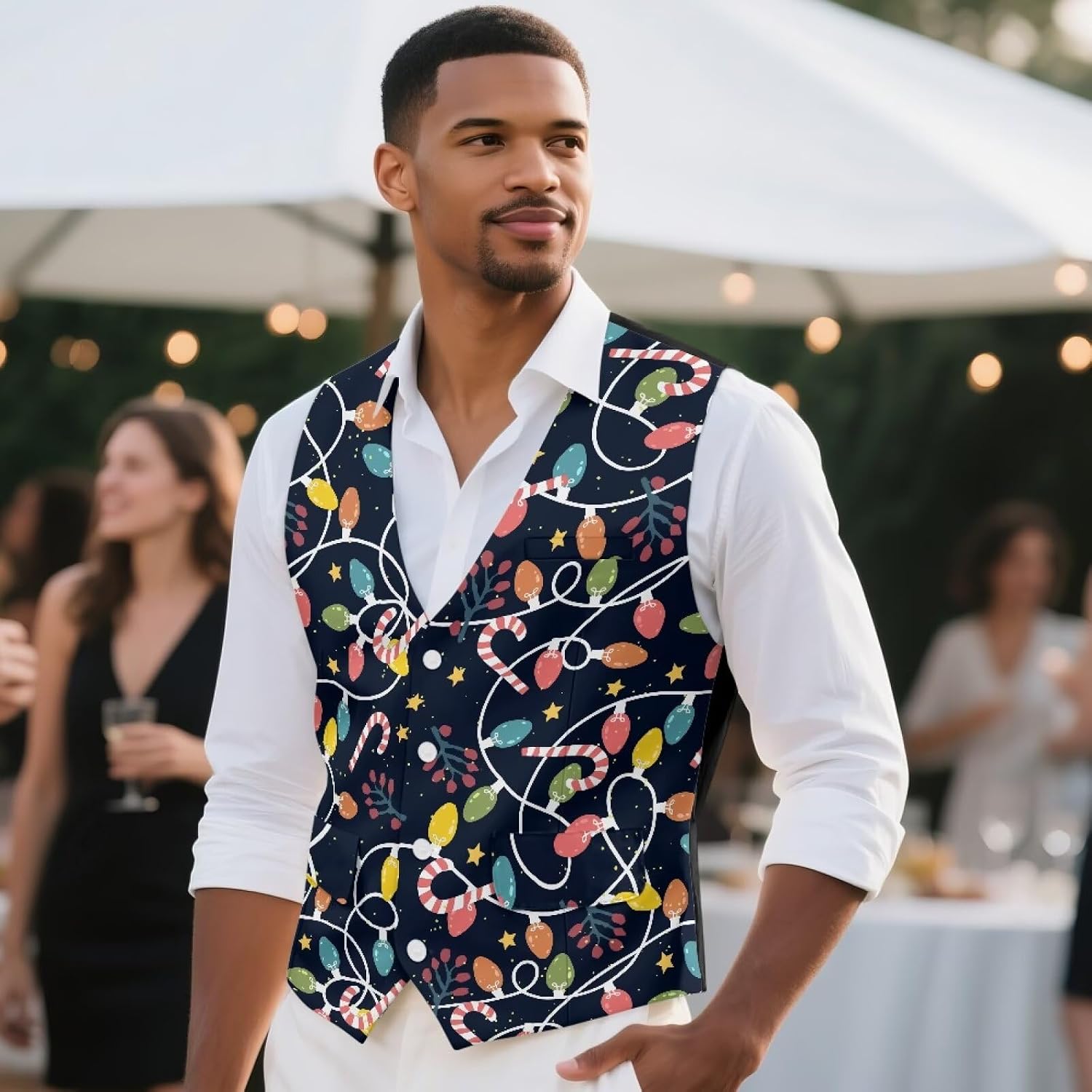 INSTANTARTS Mens Vest Waistcoat Sleeveless Vest for Men Casual with Pockets Vests Jacket Slim Fit