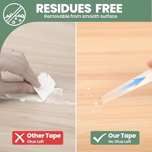 Miniatura 5 de Cinta de doble cara, cinta de montaje nano resistente (2 tamaños, total 400 pulgadas), cinta de pared transparente de dos caras, tiras adhesivas