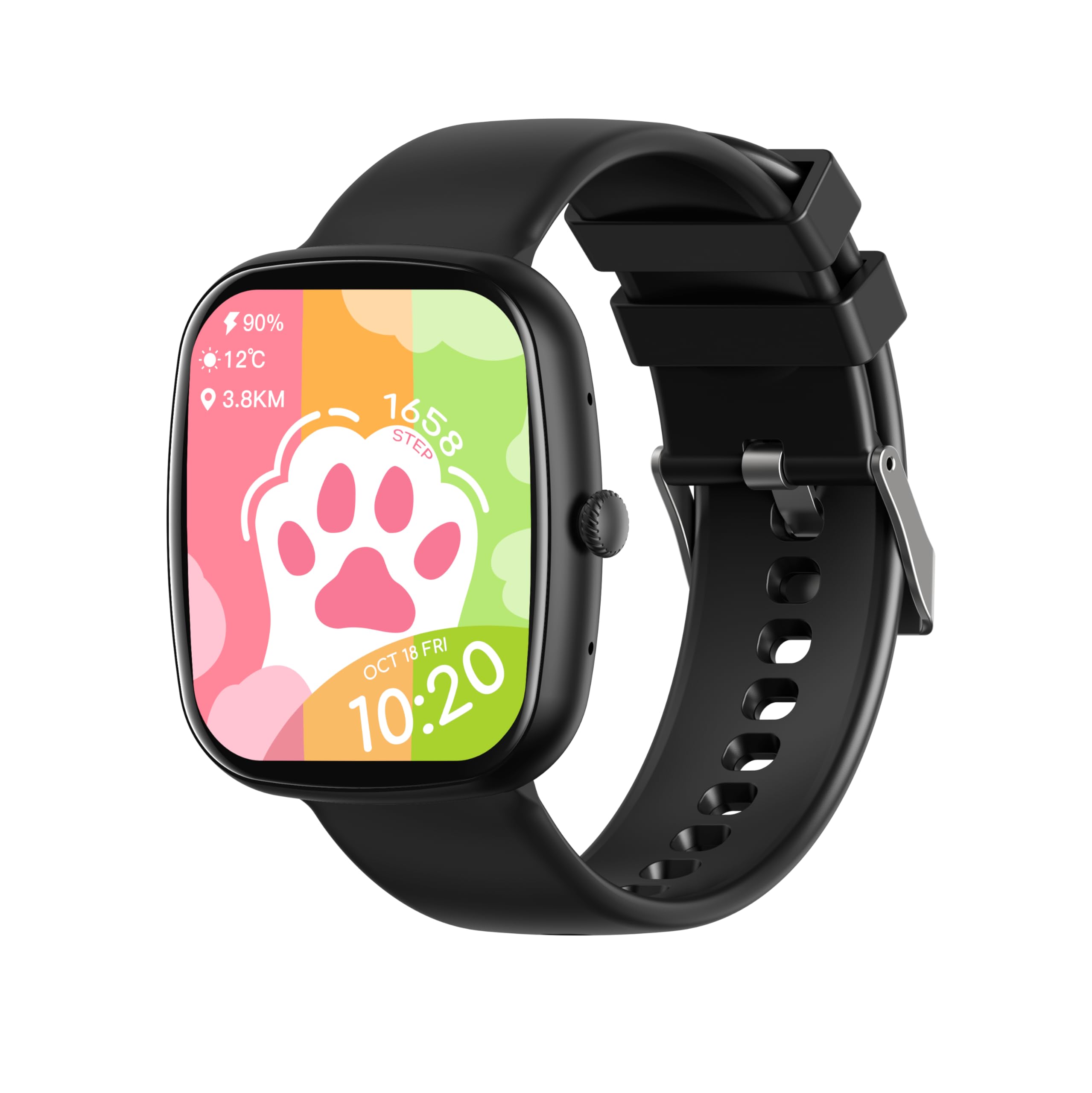DCU PlayMe Smartwatch Infantil, Pantalla TFT 1,83", 15+ Juegos, 22 Modos Deportivos, Monitor de Salud, 6-12 Años, Sin conexión a teléfono, No Requiere Tarjeta SIM (Negro)