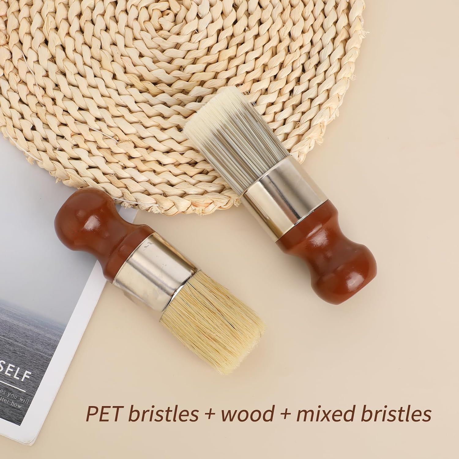 2pcs Leather Furniture Salve Brushes, Wood Cleaning Brush with Ergonomic Handle Durable Repair Salve Wax Tool for Leather & Furniture Maintenance