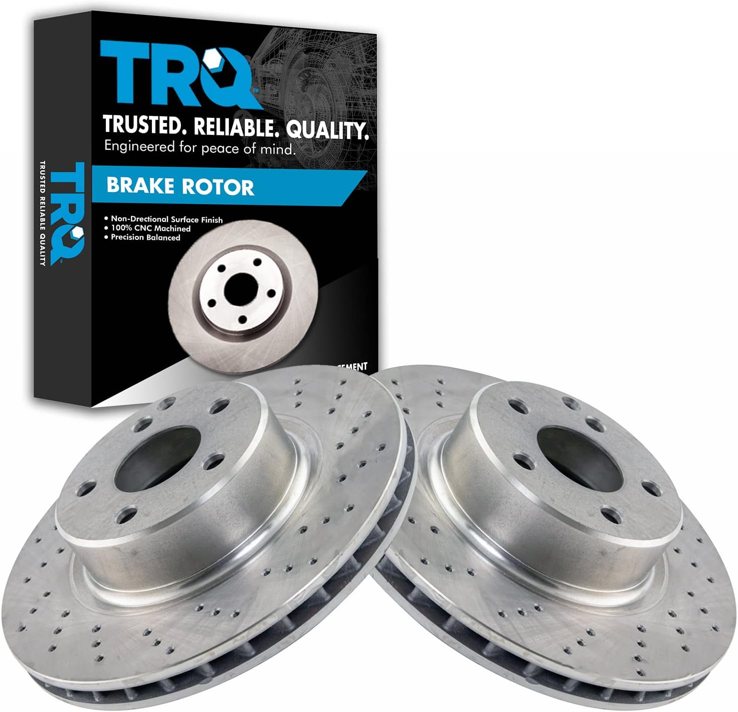 TRQ Front Brake Rotors Set Vented Compatible with 2003-2006 Mercedes-Benz CL500 S430 S500