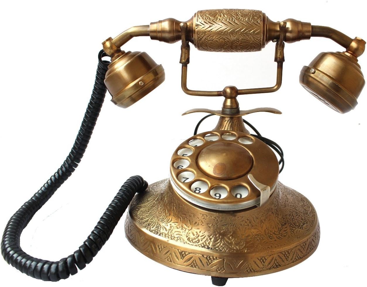 Brass Maharaja Telephone – French Victorian Style Vintage Landline Phone with Rotary Dial, Halloween-Inspired Accent