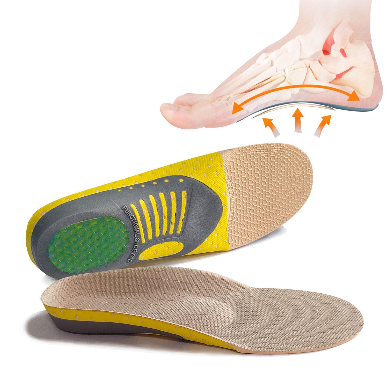 Stronrive Shoe Inserts for Flat Feet | Shoe Insoles Women Arch Support | Breathable Shoe Insoles Feet Support Pad for Relax Arch, Foot, Heel
