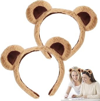 2 Pcs Bear Ears Headband Animal Headband Bear Ear Hair Bands for Halloween Party Birthdays Cute Headband
