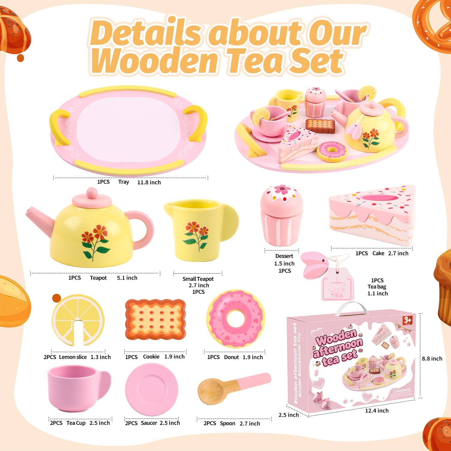 Wooden Activity Table Wooden Tea Sets for Toddlers