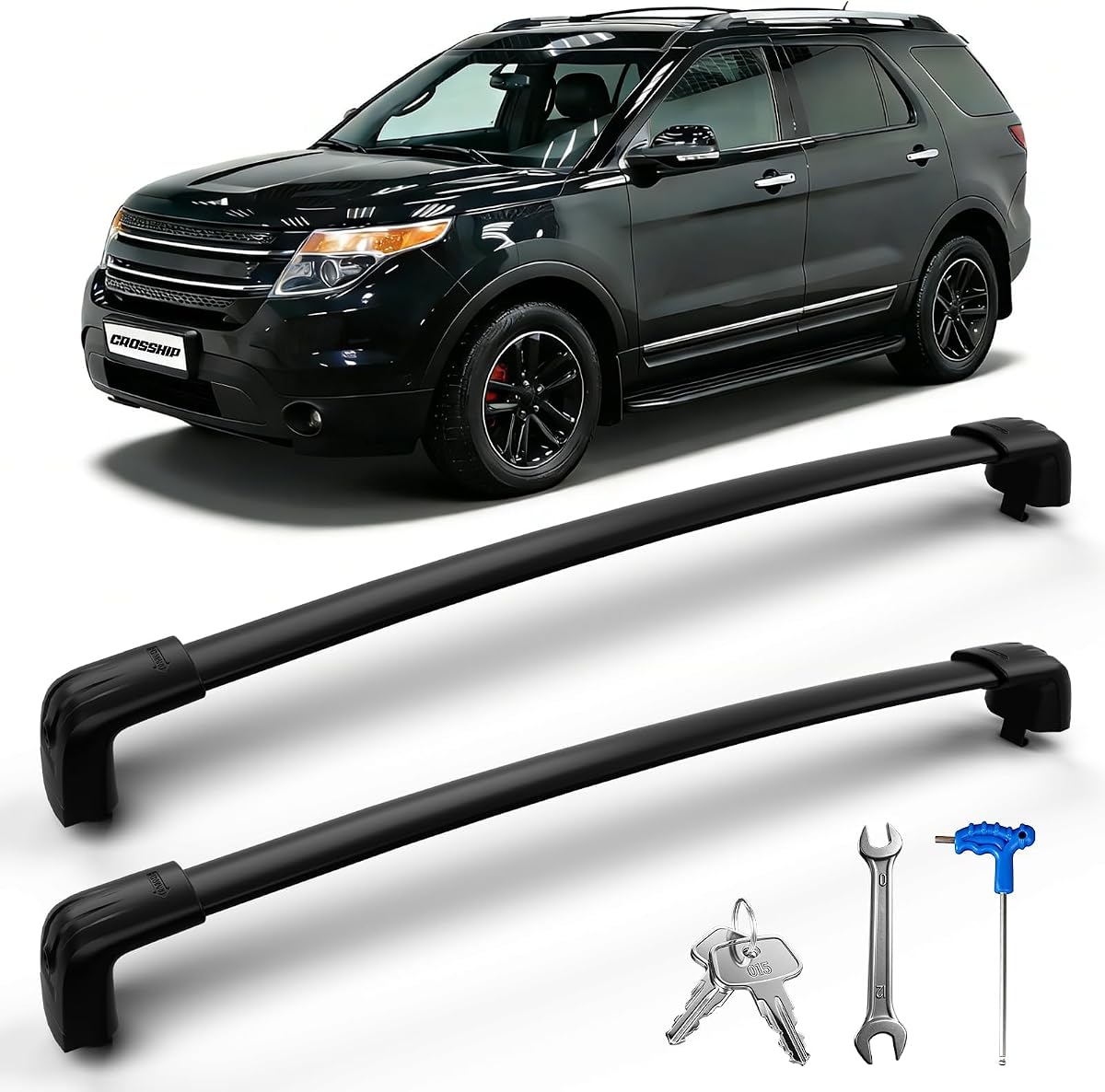 Lockable Roof Rack Cross Bars Compatible with Ford Explorer 2020 2021 2022 2023 2024 2025 2026, 300lbs Heavy Duty Aluminum Crossbars, Anti-Theft Roof Bars for Rooftop Cargo Luggage Kayak Bike