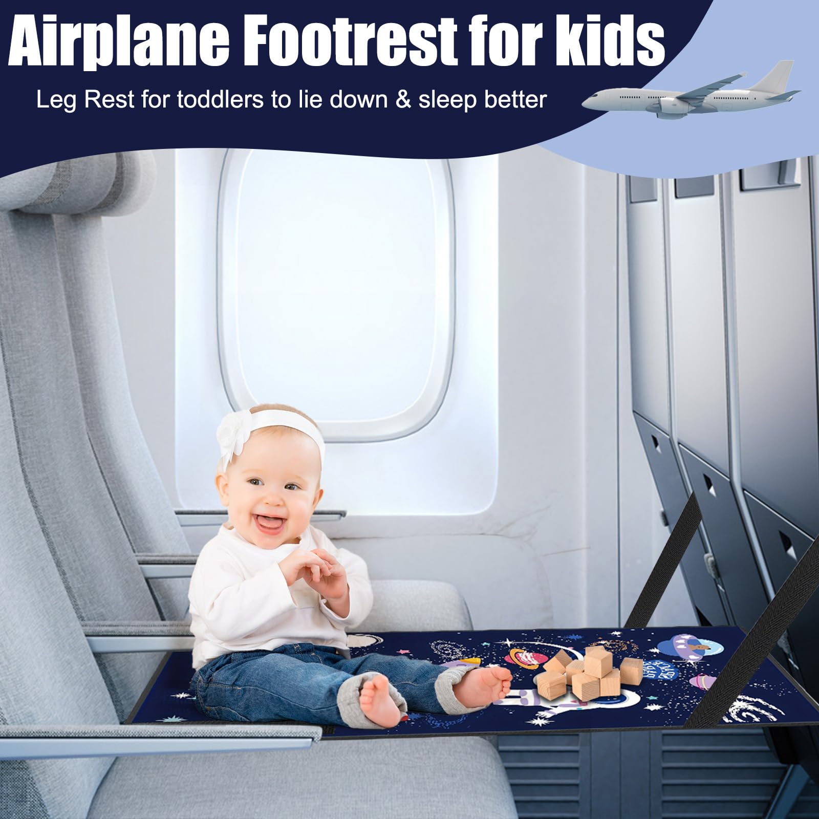 Estensione del sedile per bambini, poggiapiedi aereo, 79 x 44 cm, poggiapiedi per aereo, leggero e pieghevole, prolunga per viaggi in volo per bambini