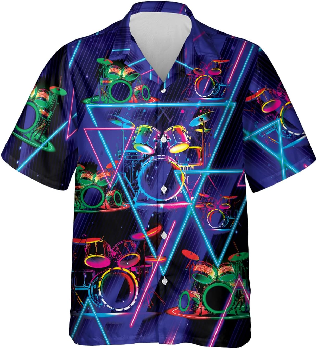 Instrument Hawaiian Shirt for Men - Casual Button Down Drum Lover Men's Hawaiian Shirt Short Sleeve Series_37