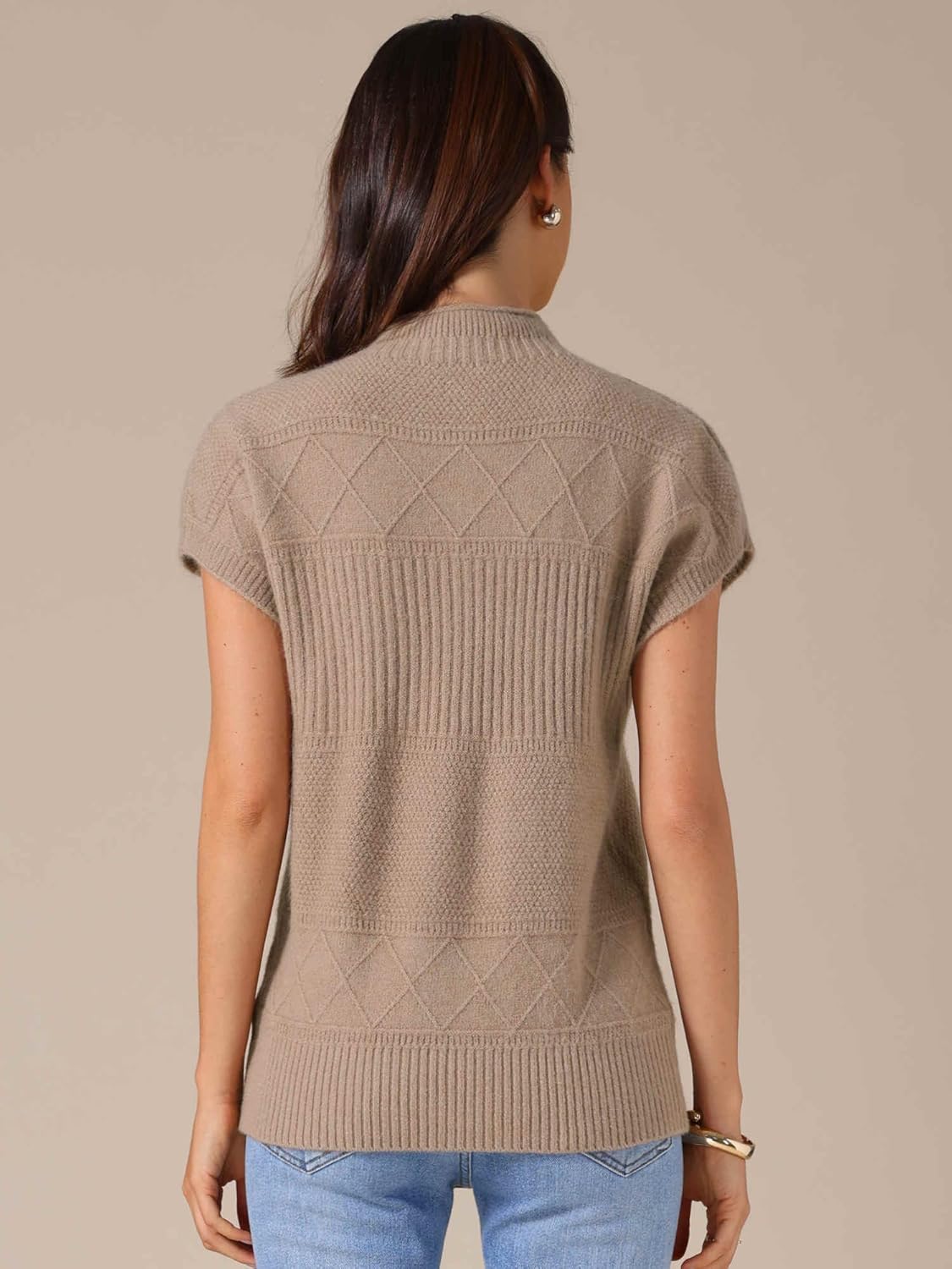 Allegra K Women's Mock Neck Sweater Vests Casual Cap Sleeve Knit Pullover Tank Tops 2025 - Image 4