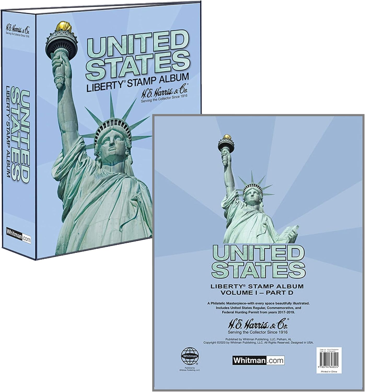 H.E. Harris & Co. USA Liberty Postage Stamp Album with Pictures/Illustrations (Part D 2017 – 2022) with Liberty Two-Post Binder