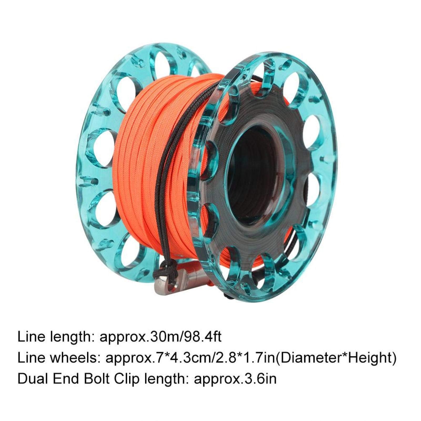 Bobina per dito da immersione, 30 m, in plastica resistente per immersioni subacquee per immersioni subacquee, 4 colori (ruota blu)