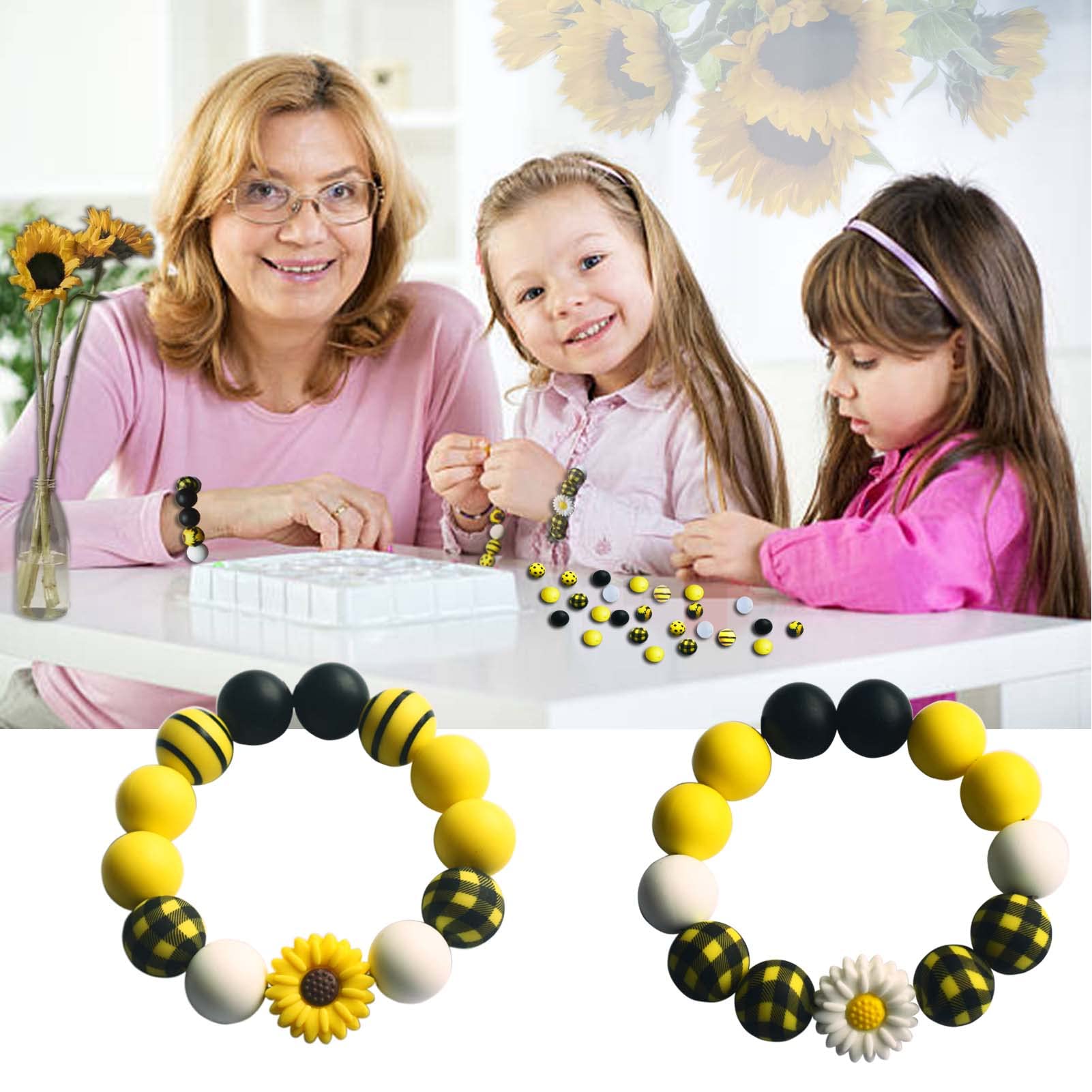 DIYOMR 70 Perline In Silicone Tonde Da 15 Mm - Per Bracciali, Portachiavi, Creazione Gioielli Fai Da Te