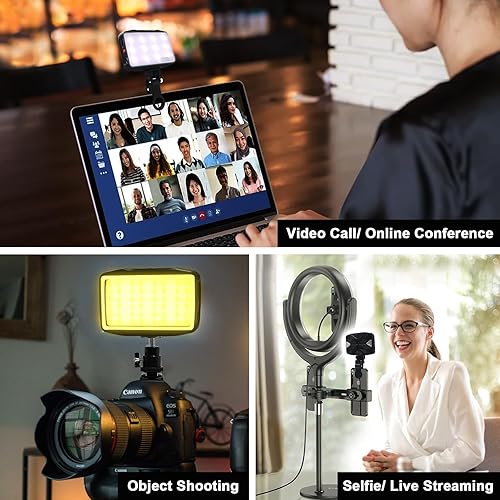 Miniatura 6 de GreatLPT Luz para selfie para cámara de teléfono, luz de llenado de teléfono con clip desmontable y zapata fría, CRI 96 a todo color de 360