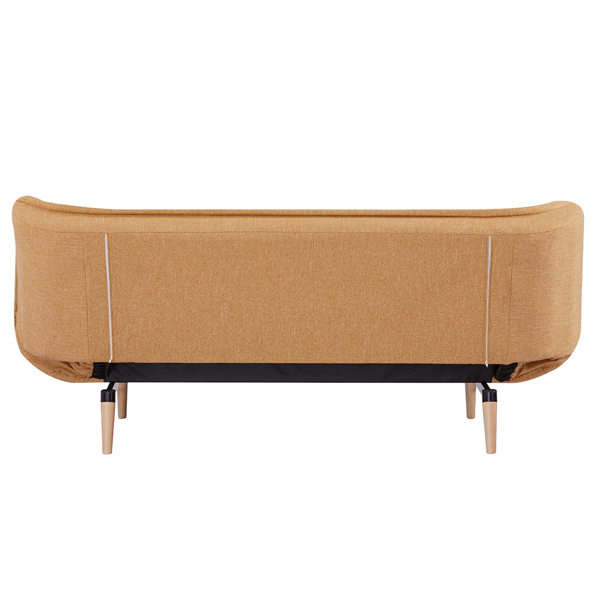 EVERGREENWEB Divano Letto 3 Posti Clic Clac in Tessuto Imbottito color Giallo, Design Moderno, Schienale Reclinabile, Regolabile su 3 Livelli, Trasformabile in Comodo Letto, Gambe in Legno | SOFLA