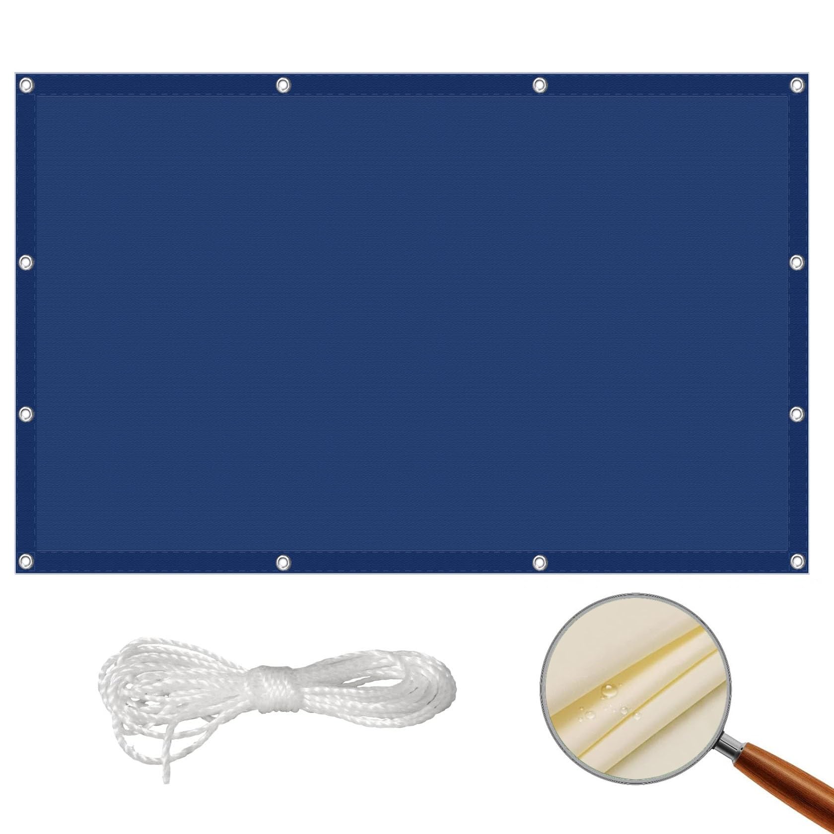 Voile d'ombrage 5 x 10 m bleu foncé étanche pour jardin et terrasse