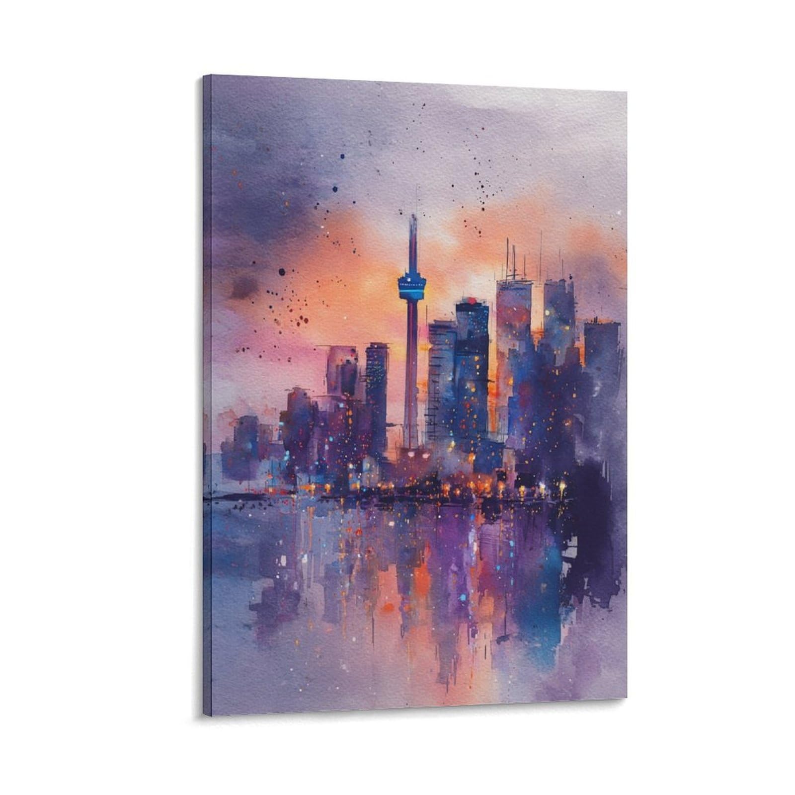 Xwymxz Frame-Style Toronto Custom 20X30inch(50X75cm) Vintage Travel Poster Watercolor Canvas Art