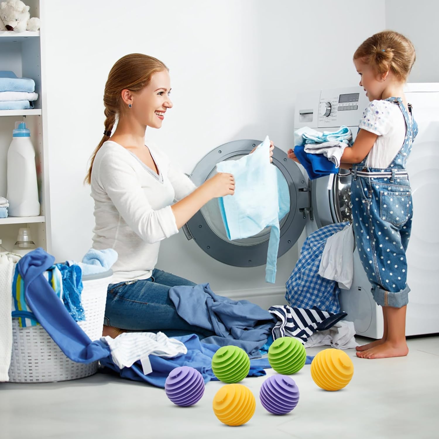 Padchaaya Laundry Anti-Tangle Washing Balls || Fabric Softener & Anti-Wrinkle Dryer Balls for Washing Machine || Reusable Washer Balls for Tangled-Free Clothing (3Pcs Washing Balls) 4