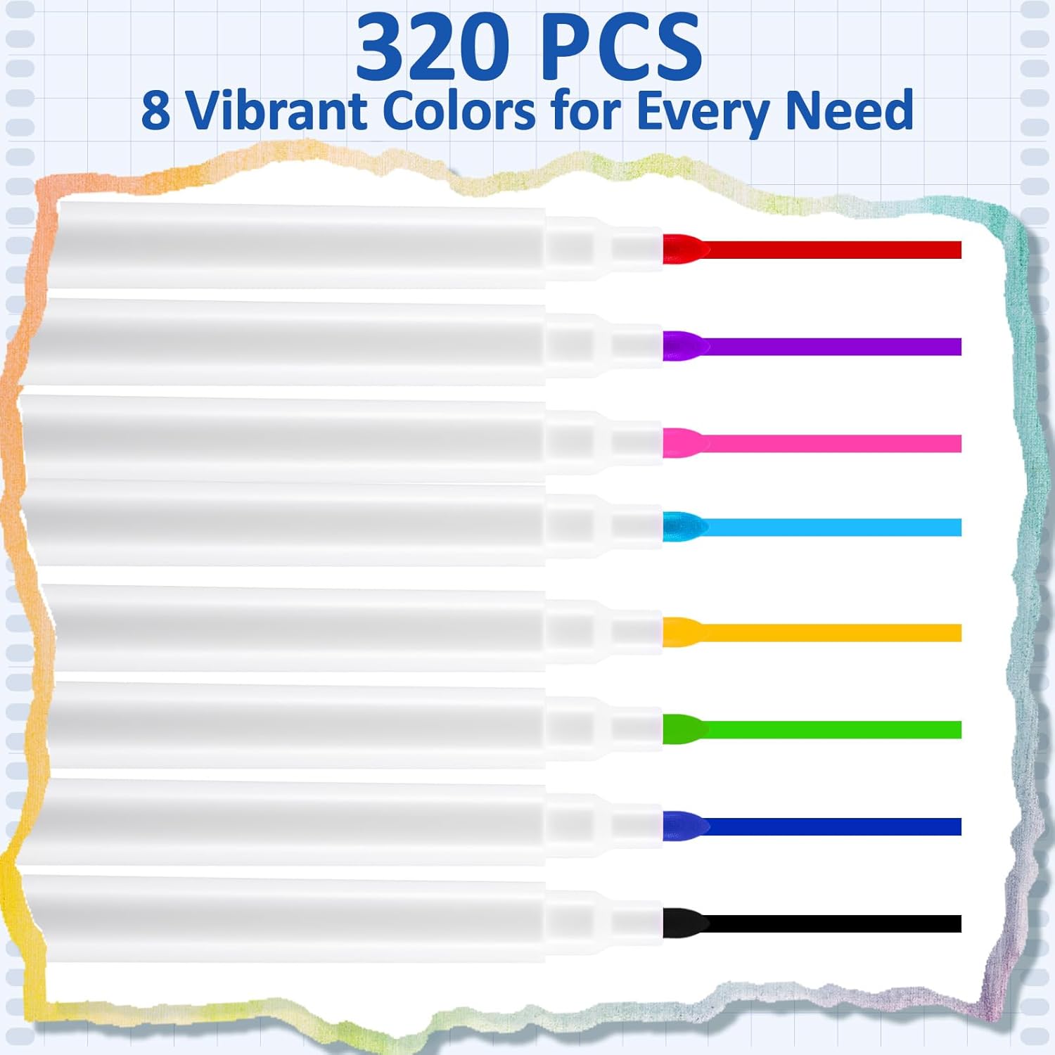 320 Pcs Magnetic Dry Erase Whiteboard Markers Bulk Fine Point Tip Magnetic Whiteboard Markers with Eraser Cap Colorful Dry Erase Pens for Teachers Students Office School Supplies, 8 Colors