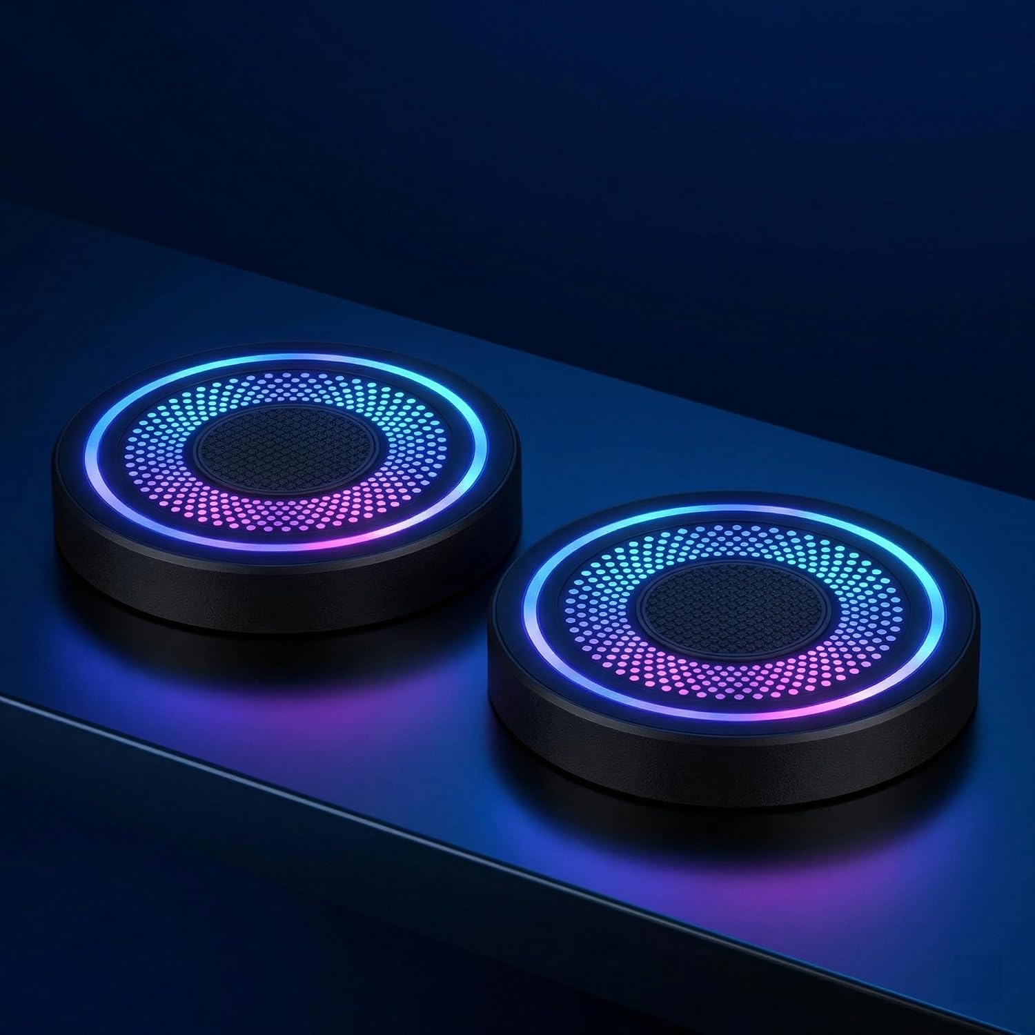 2 PCS LED Car Cup Holder Lights, 7 Colors Changing Waterproof Cup Holder Coaster, USB Rechargeable Interior Atmosphere Lamp Cups Mat, Universal Cool Decoration Accessories for Car