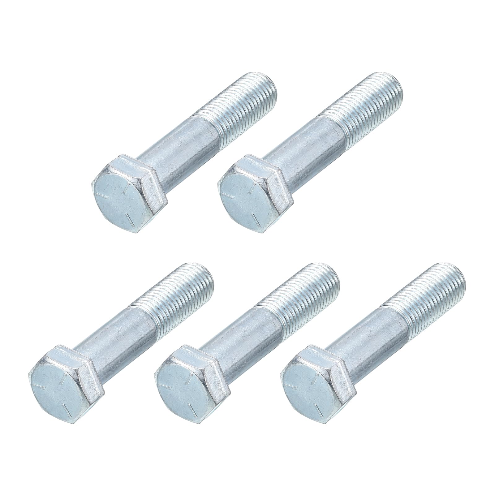 METALLIXITY Hex Bolts (1/2-20x2-1/2") 5Pcs, Grade 2 Carbon Steel Zinc Plated Partial Threaded