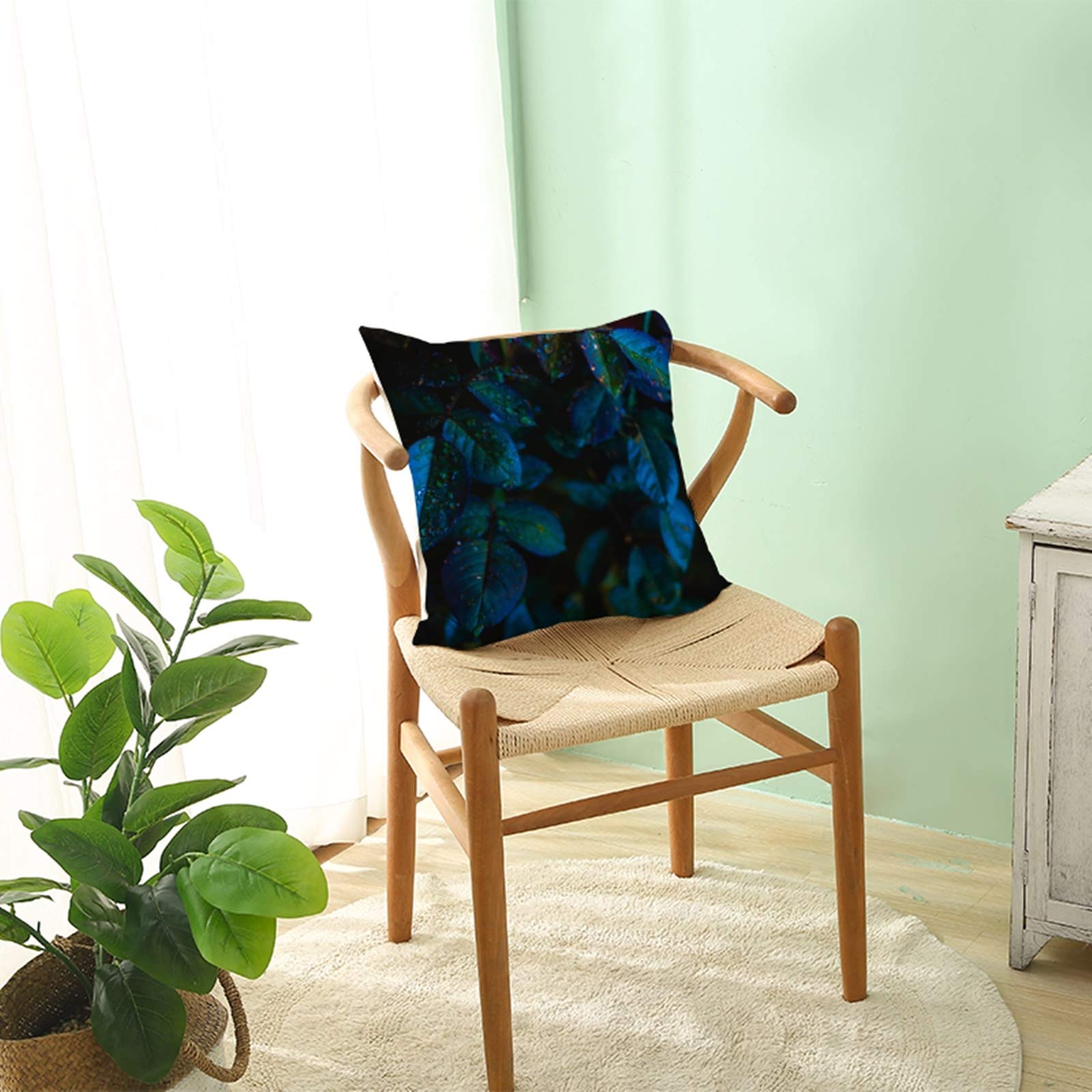 Epinki Kissenbezug 40x40 Cm | Leinenoptik Mit Blattmuster | Weich & Waschbar Für Sofa & Wohnzimmer