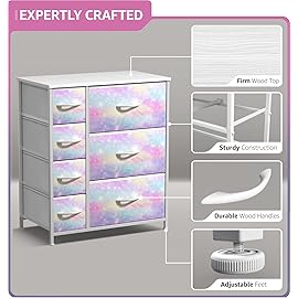 Sorbus Kids Dresser with 7 Drawers - Storage Chest Organizer Unit with Steel Frame, Wood Top & Handles, Tie-dye Fabric Bins for Clothes - Wide Furniture for Bedroom Hallway Kids Room Nursery & Closet
