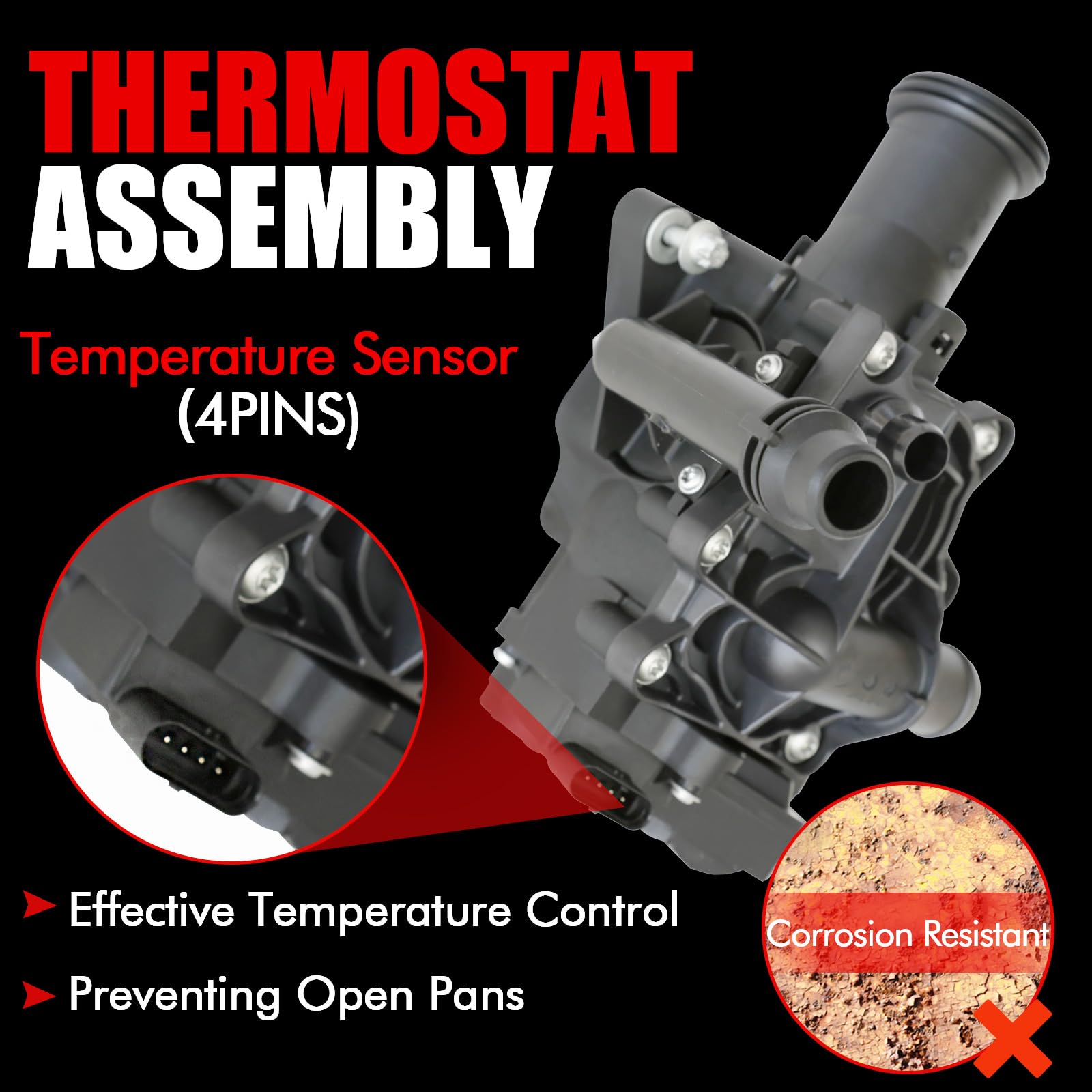 MITZONE Thermostat De Refroidissement Du Moteur Compatible Avec BMW G01 X3, F30 F34 340i 340i XDrive, G30 540i 540i XDrive, G12 740i, G02 X4, M240i 640I B58 3 L, Remplace 1153764222 854