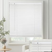 MYshade No-Drill Cordless Horizontal Mini Blinds 45" W x 64" H Tool-Free Inside Mount Window Blinds with 1" Vinyl Slats, Light Filtering & Privacy, Child & Pet Safe, White