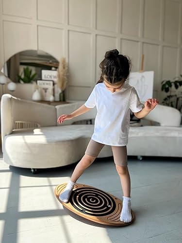 Miniatura 7 de Tabla de equilibrio de madera con laberinto, divertida herramienta de fitness para niños y adultos, terapia física, entrenamiento de ejercicio