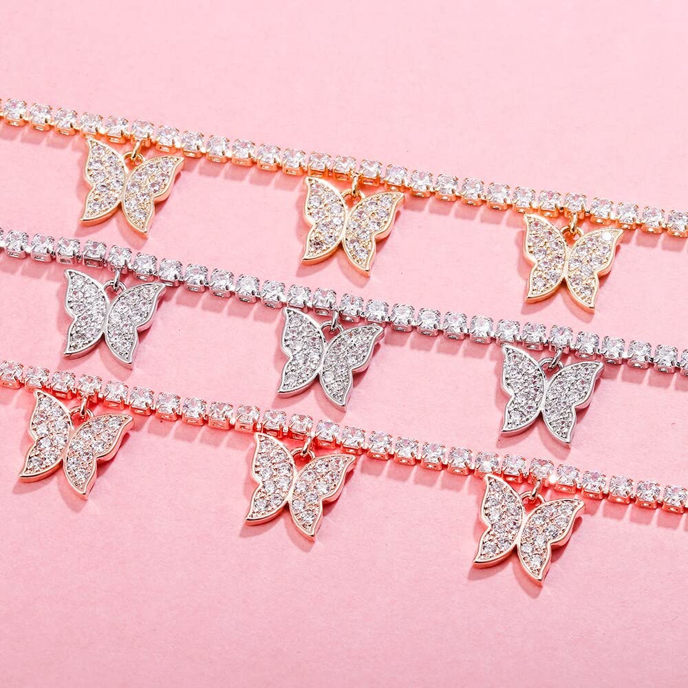 WZGWDC Pulsera Mujer Pulseras Niñas Regalo Joyería Lujo Cubic Zirconia Tenis para Cz Mariposa Regalos Nuevos Accesorios De Joyería