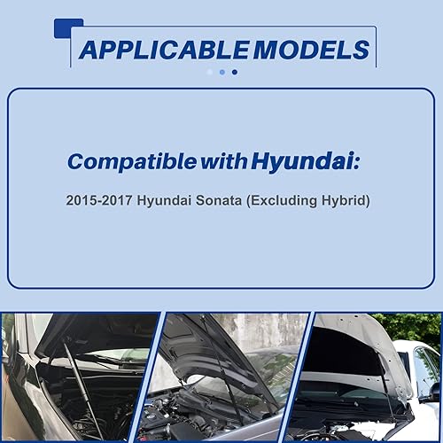 Miniatura 2 de OTUAYAUTO Puntales de capó delantero  Repuesto para Hyundai Sonata 2015-2017 (excluyendo híbrido), soporte de elevación, varillas de resorte de gas,