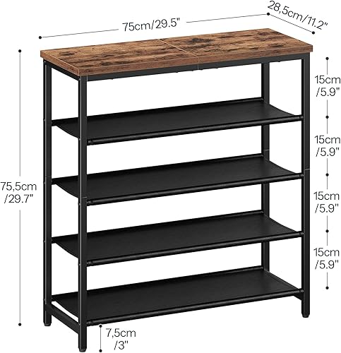 Miniatura 8 de HOOBRO Zapatero con 4 estantes de poliuretano, organizador de almacenamiento de zapatos de 5 niveles para armario y entrada, capacidad para 12-16