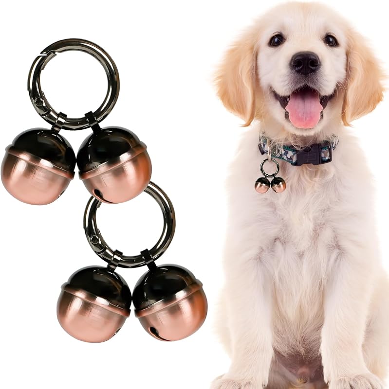 Guizos para Coleiras de Cães e Gatos com Fecho de Encaixe Fácil Whimsii Rose Gold e Black, Pacote com 2