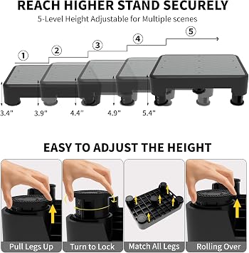 5-Level Adjustable Step Stool, 700 LBS Capacity Safety Bed Step for Seniors, Exercise Setp Platform, Portable Stair Assist for Elderly, Wide Step up for Kitchen, Car, Bedside & Shower, Grey