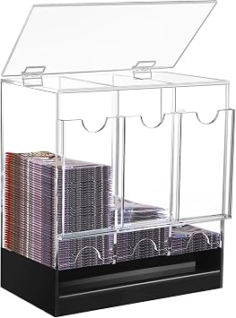 CHEPULA 3-Slot Booster Pack Dispenser, Card Dispenser Storage, Acrylic Booster Box for Trading Card/Sports Booster Packs Top lid-opening