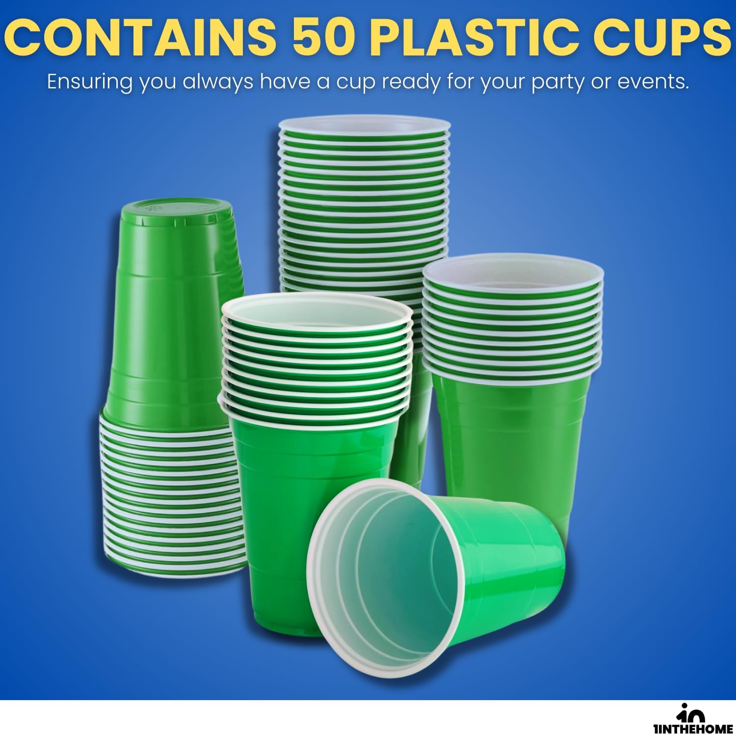 Green Plastic Cups 16 oz Disposable Party Cups for Beer, Wine, Cocktails, Soda, and Events (50 Pack) - Image 5