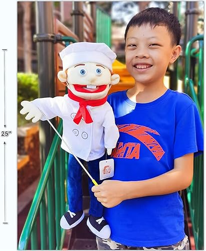 Miniatura 8 de Marioneta Rodayna Pilot de 25 pulgadas, cuerpo completo, marioneta estilo ventrílocuo, marioneta de mano con boca móvil para niños y adultos, única.