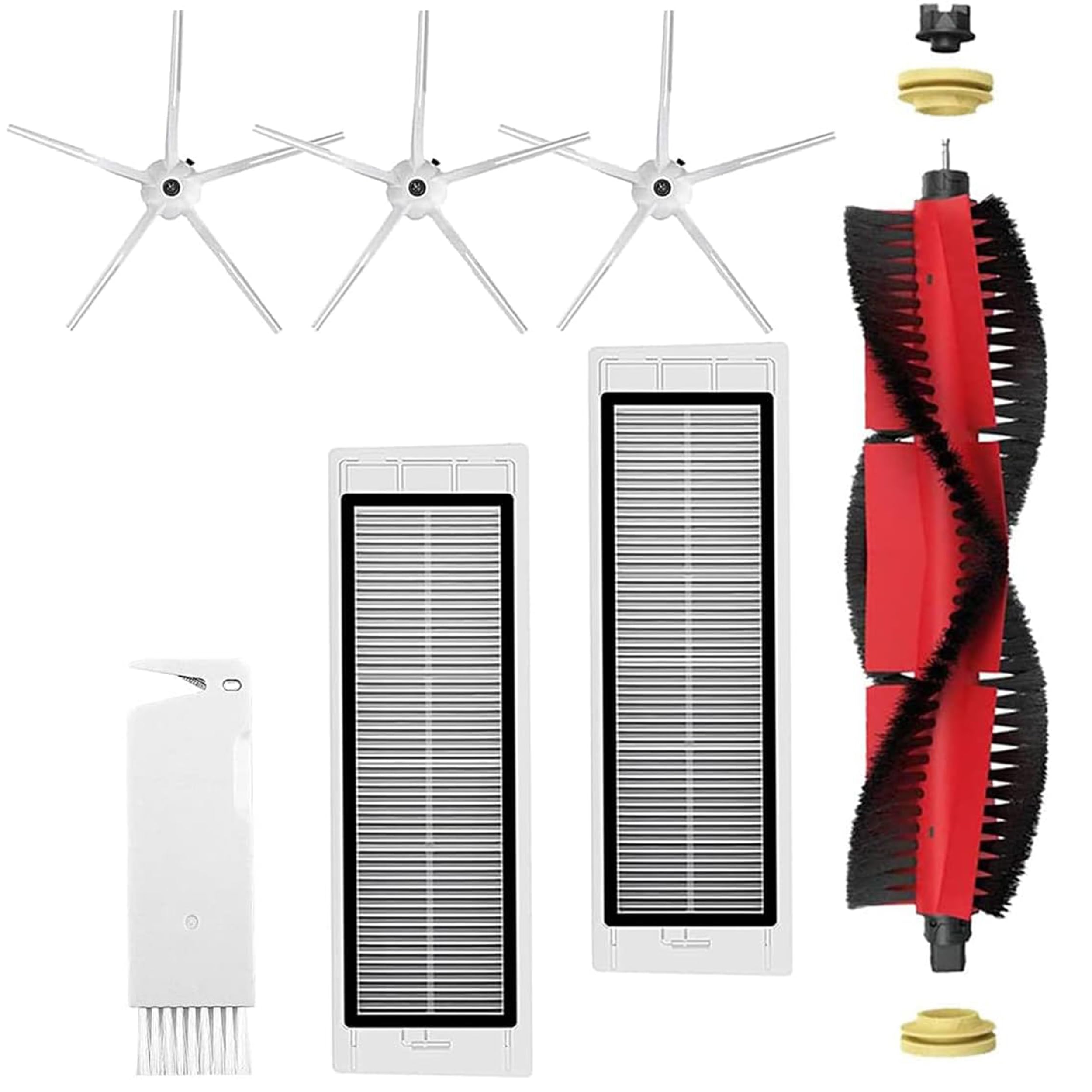 Replacement Parts Accessories for Roborock S5 Max/S6 Max/S6 Pure/S6 MaxV/S50/S51/S55/S60/S65/S5/S6 Robot Vacuum Cleaner, Accessory Kit Includes 1 Head Brush, 2 HEPA Filters, 3 Side Brushes