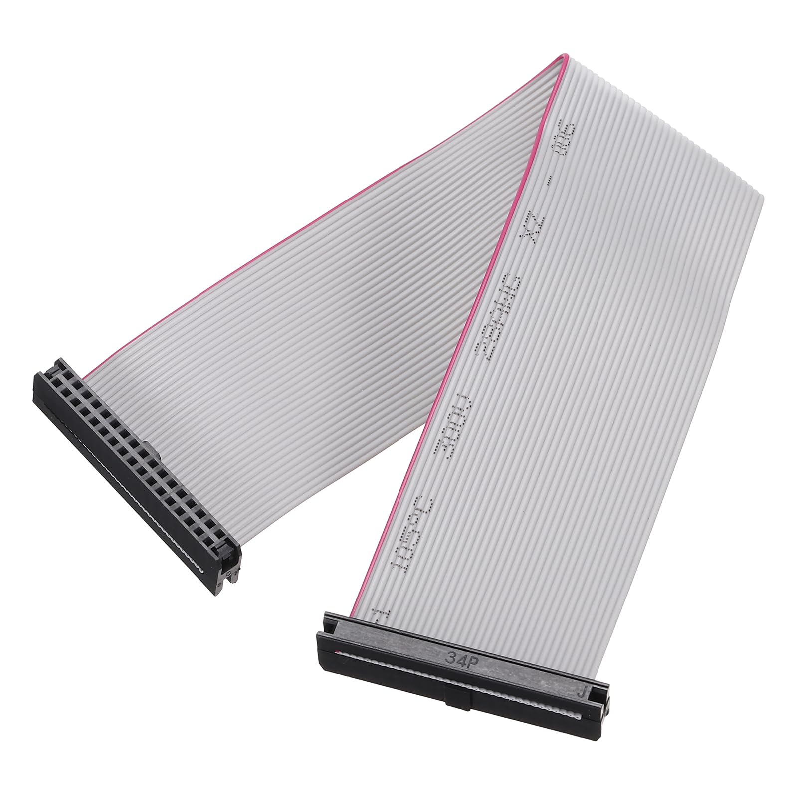 sourcing map IDC - Cavo piatto a nastro, 34 pin, passo 2 mm, lunghezza 20 cm, da FC a FC doppio femmina, cavo piatto per elettronica industriale, grigio