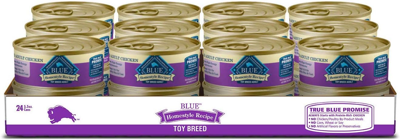 Blue Buffalo Homestyle Recipe Natural Adult Toy Breed Wet Dog Food, Chicken 5.5-oz can (Pack of 24)