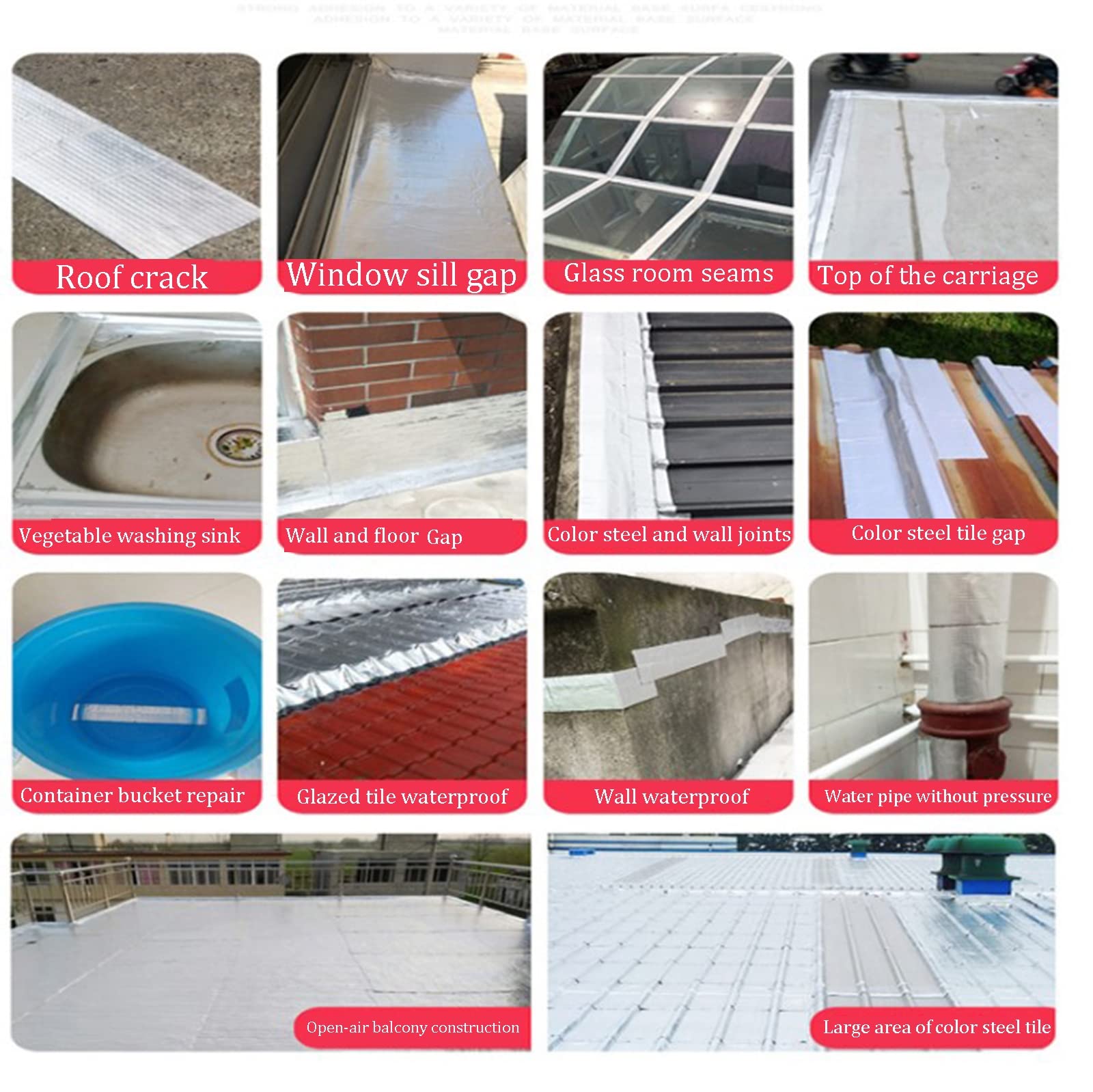Cinta de butilo, cinta de butilo impermeable, 2/4 pulgadas x 16/33 pies, cinta de aluminio con adhesivo de goma de butilo para ventanas y techos de metal, parches (5 cm x 10 m)