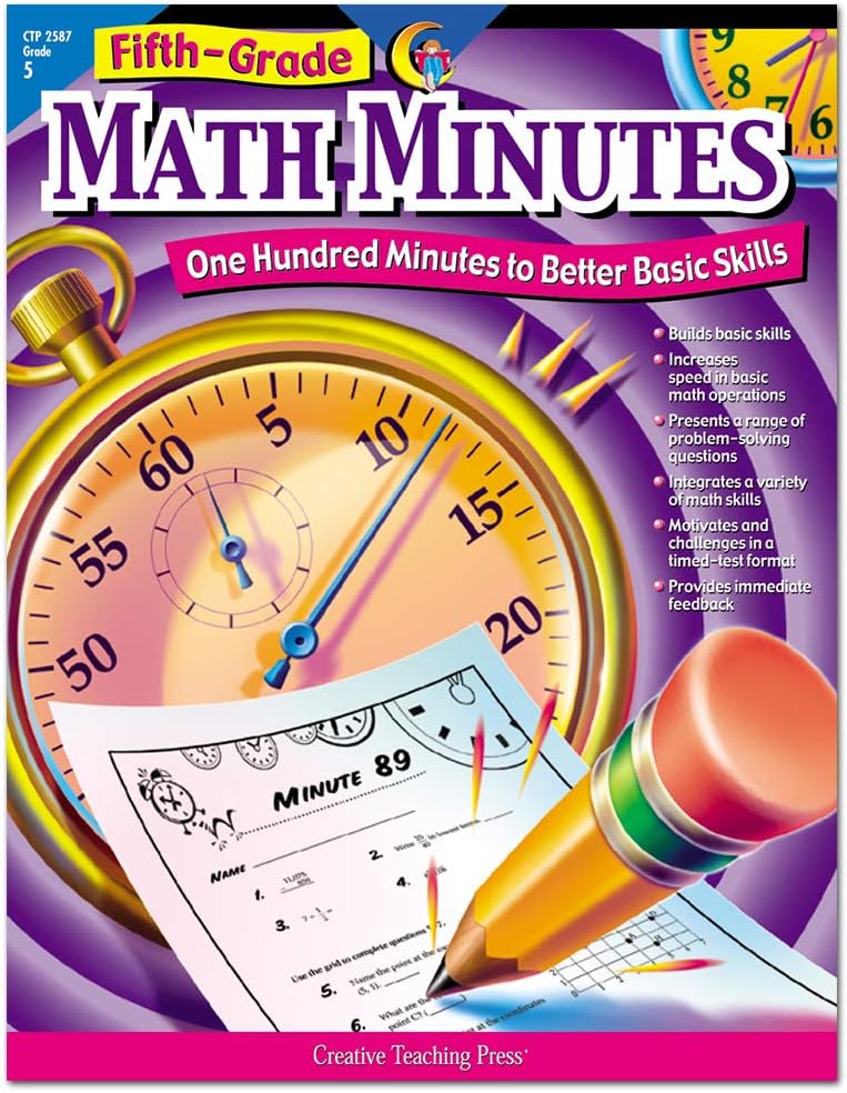 Creative Teaching Press Math Minutes Book, Grade 5 , 0.25 H x 11 L x 8.5 W