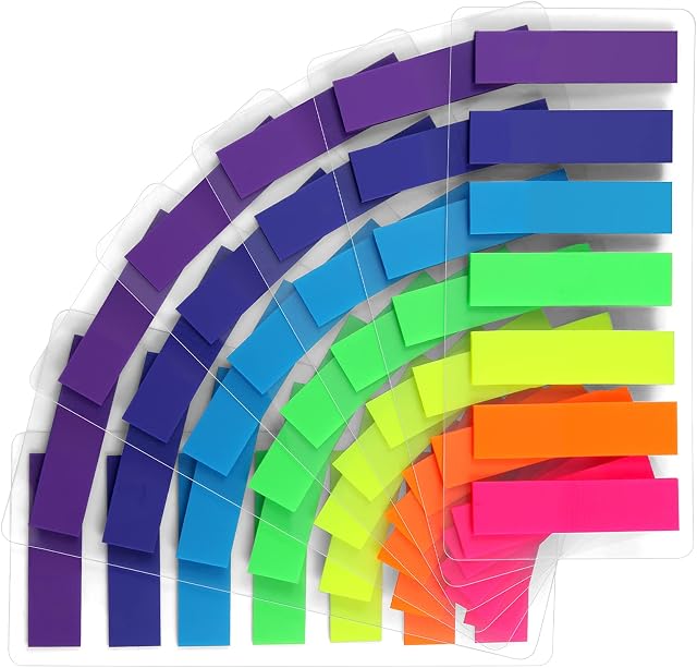 moinkerin 980 Pcs Sticky Notes Flags, 7 Color Index Tabs Index Flag Bright Colors Page Index Stickers Translucent Page Makers for Page Bookmarks