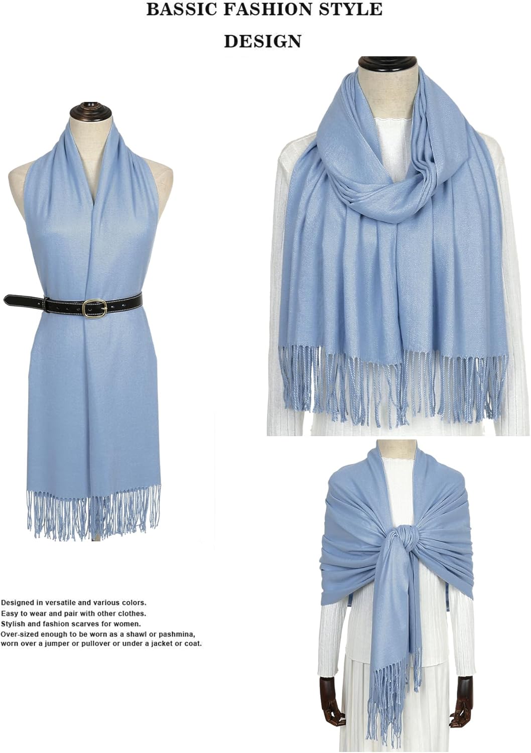 RIIQIICHY Women's Scarf Pashmina Shawls and Wraps for Evening Dress Bridesmaid Wedding Bridal Winter Warm Long Large Scarves - Image 4