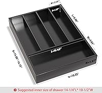 Vista 7 de Bandeja organizadora de cajones de cubiertos – Bambú negro pequeño soporte para utensilios de cocina y almacenamiento de cubiertos 14 pulgadas