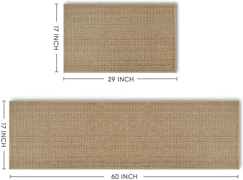 Miniatura 6 de Artoid Mode Juego de 2 alfombras y tapetes de cocina lavables antideslizantes con parte trasera de goma absorbentes para el piso delantero del
